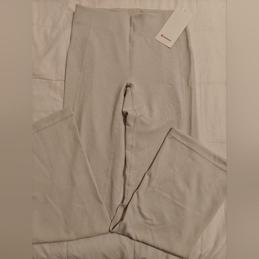 Lululemon Ribbed Softstreme Flared Pant Regular in Bone NWT